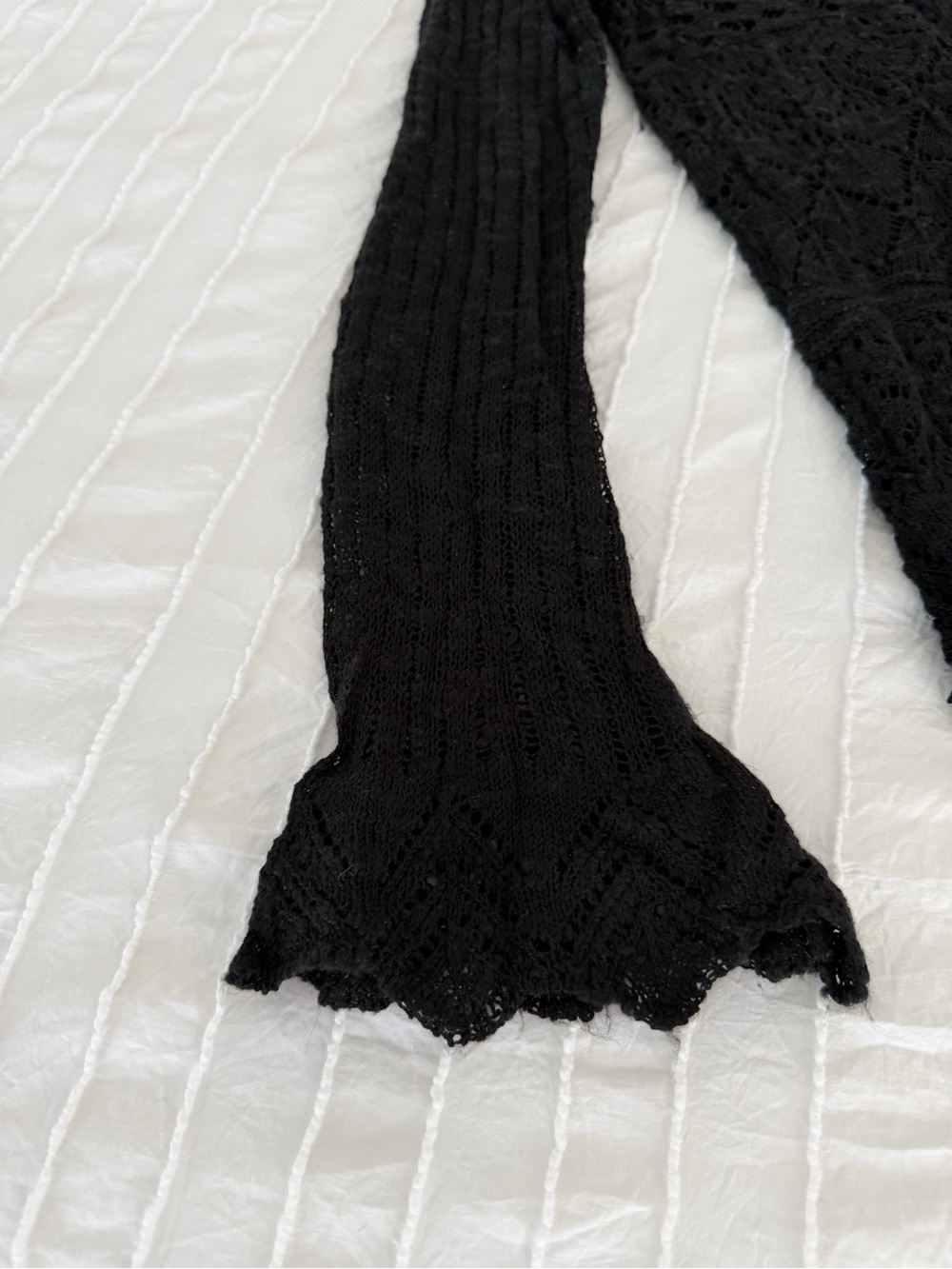 American Rag Black Knit Lace Long Sleeve Top - Picture 3 of 5